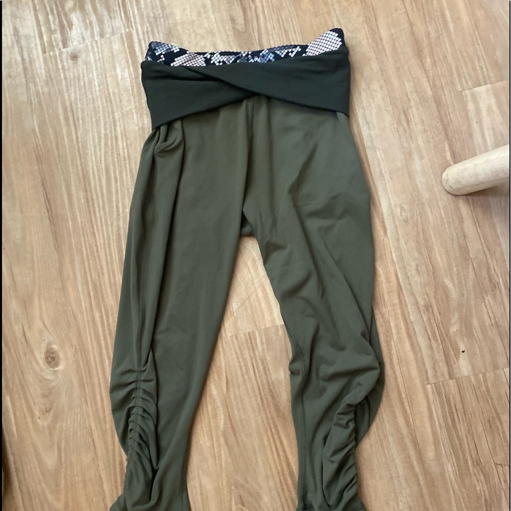 Lulu olive green high waist ruched leggings